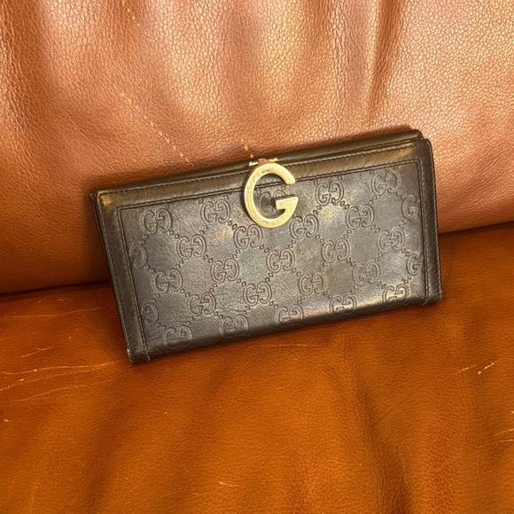 Gucci Black Guccissima Leather G Long Wallet - Picture 1 of 8